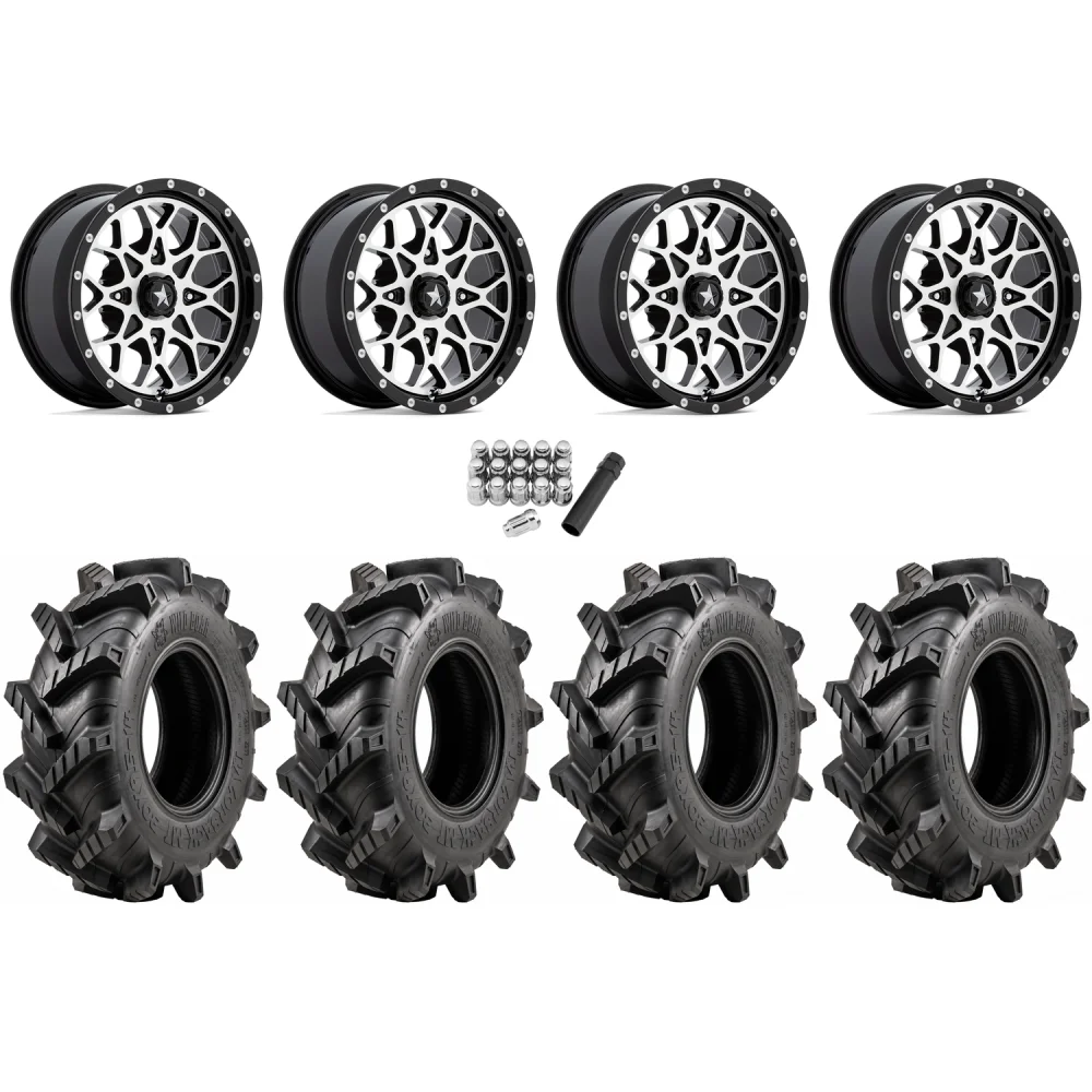 Wild Boar Razorback M/T 30x9.5-14 tires on MSA M45 Portal Machined wheels, complete kit