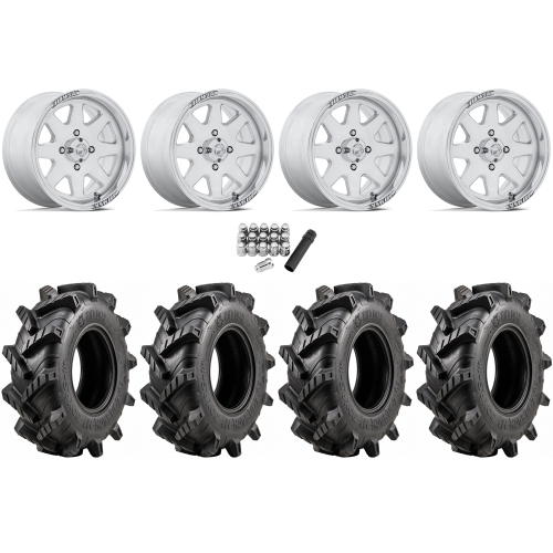 Wild Boar Razorback M/T 28x9.5-14 (6-Ply) Mud Tires on MSA M54 Spark Polished Wheels