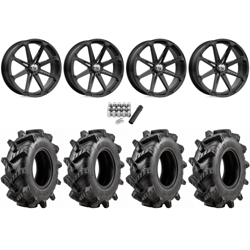Wild Boar Razorback M/T 33x9.5-20 (6-Ply) Mud Tires on MSA M12 Diesel Gloss Black Wheels