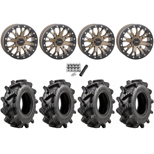 Wild Boar Razorback M/T 28x9.5-14 (6-Ply) Mud Tires on SB-4 Bronze Beadlock Wheels
