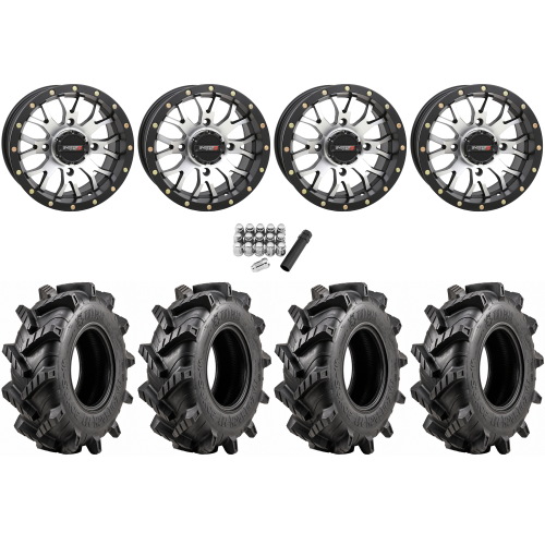 Wild Boar Razorback M/T 28x9.5-14 (6-Ply) Mud Tires on ST-3 Machined Wheels