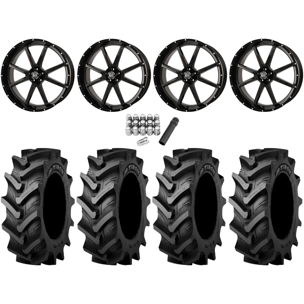 Tiron HS617 TT 46x12.4-24 Tires on Frontline 556 Gloss Black (24x9) Wheels, complete kit