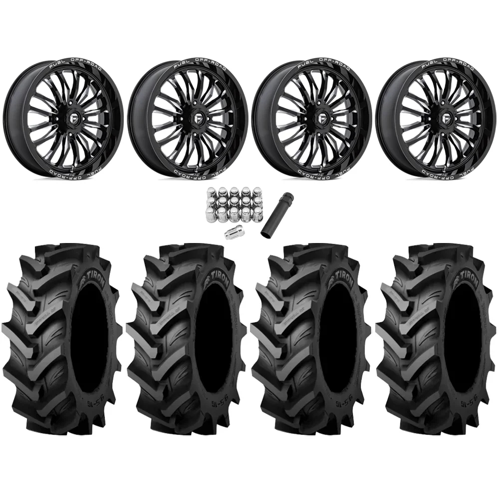 Tiron HS617 TT 44x11.2-24 Tires on Fuel Arc Gloss Black Milled Wheels, complete kit