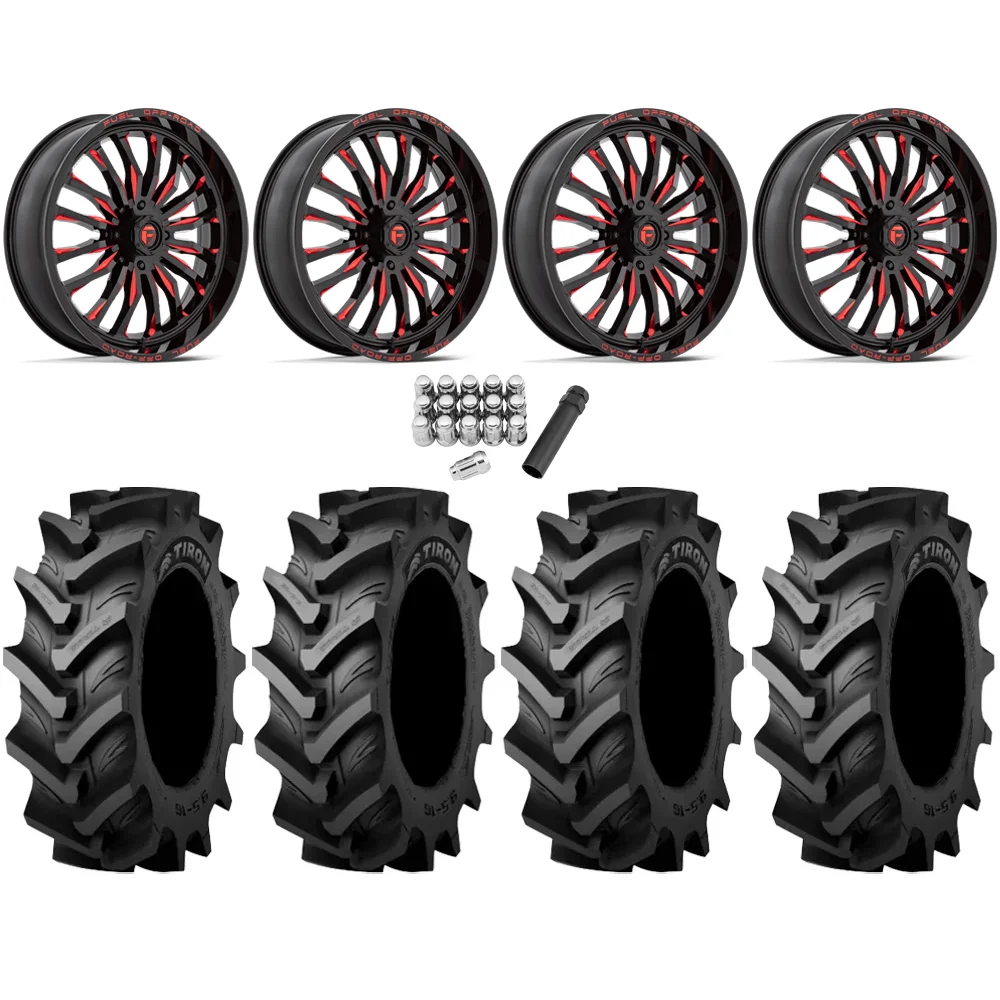 Tiron HS617 TT 37x9.5-20 Tires on Fuel Arc Gloss Black Milled Red Wheels, complete kit