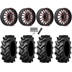 Tiron HS617 TT 37x9.5-20 Tires on Fuel Arc Gloss Black Milled Red Wheels