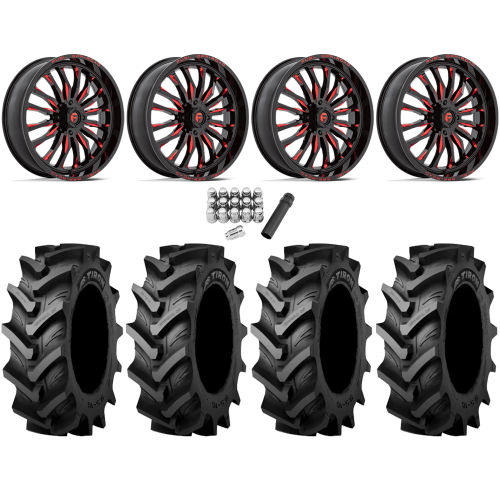 Tiron HS617 TT 37x9.5-20 Tires on Fuel Arc Gloss Black Milled Red Wheels
