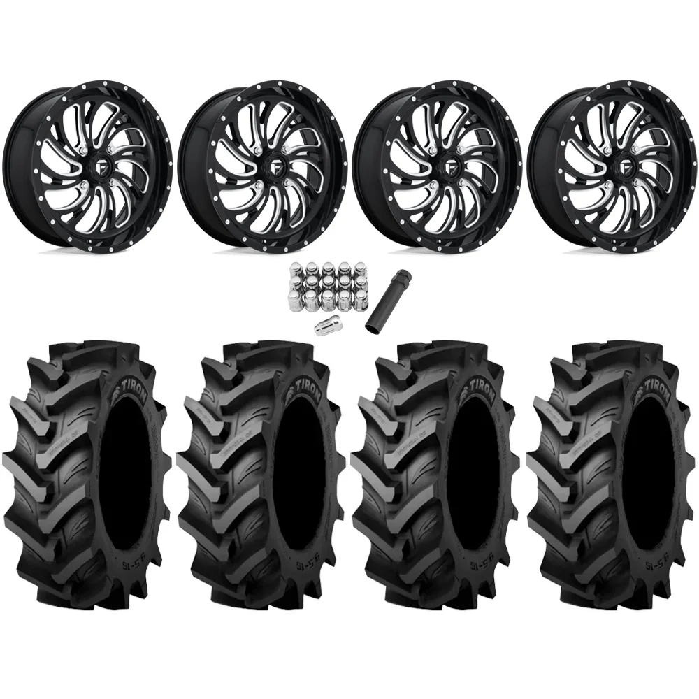 Tiron HS617 TT 37x9.5-20 Tires on Fuel Kompressor Gloss Black Milled Wheels, complete kit
