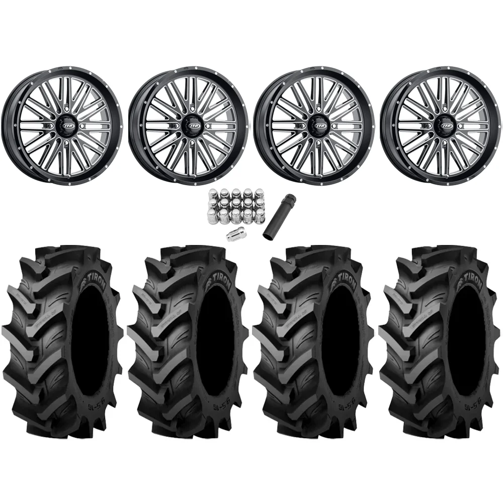 Tiron HS617 TT 40x11.2-20 Tires on ITP Momentum Gloss Black Milled Wheels, complete kit