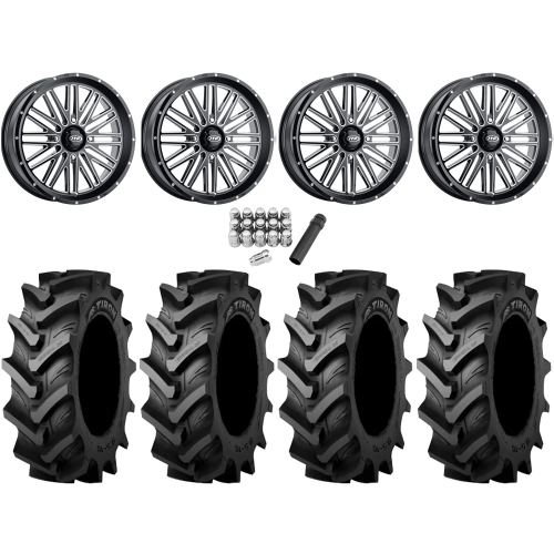 Tiron HS617 TT 42x9.5-24 Tires on ITP Momentum Gloss Black Milled Wheels