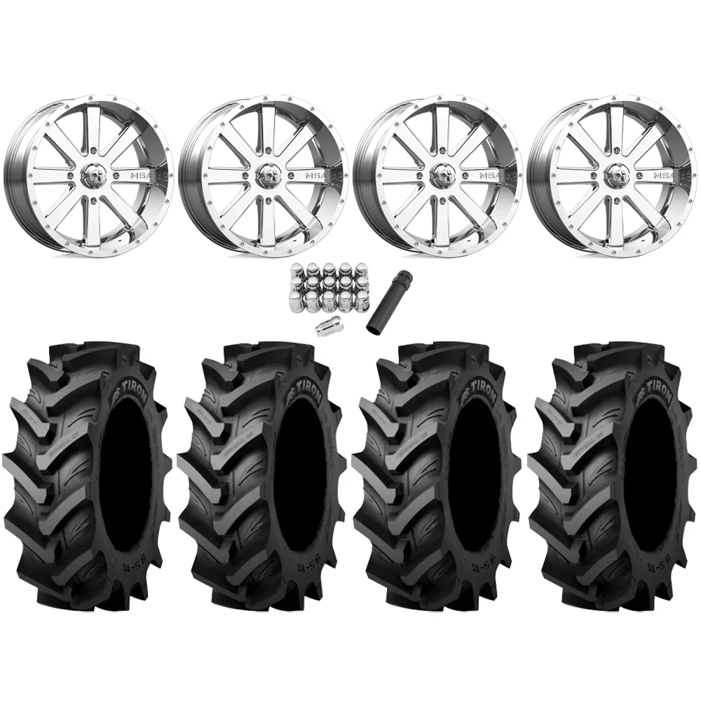 Tiron HS617 TT 42x9.5-24 Tires on MSA M34 Flash Chrome Wheels, complete kit