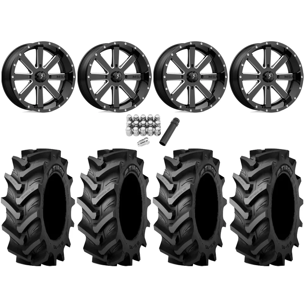 Tiron HS617 TT 37x9.5-20 Tires on MSA M34 Flash Gloss Black Milled Wheels, complete kit