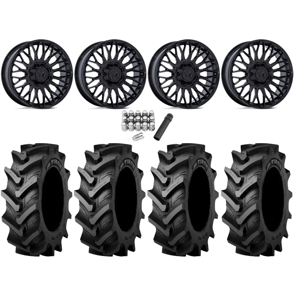 Tiron HS617 TT 42x9.5-24 Tires on MSA M50 Clubber Gloss Black Wheels, complete kit