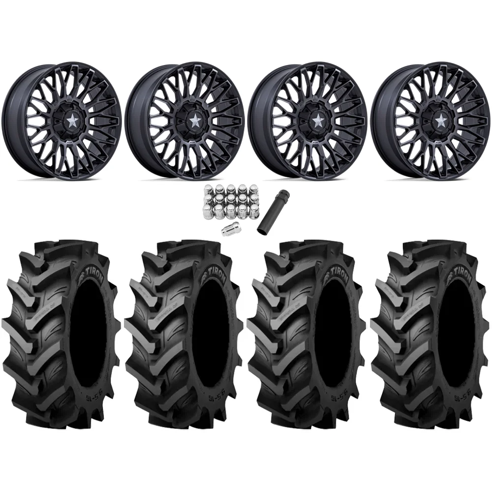 Tiron HS617 TT 46x12.4-24 Tires on MSA M50 Clubber Matte Black DDT Wheels, complete kit
