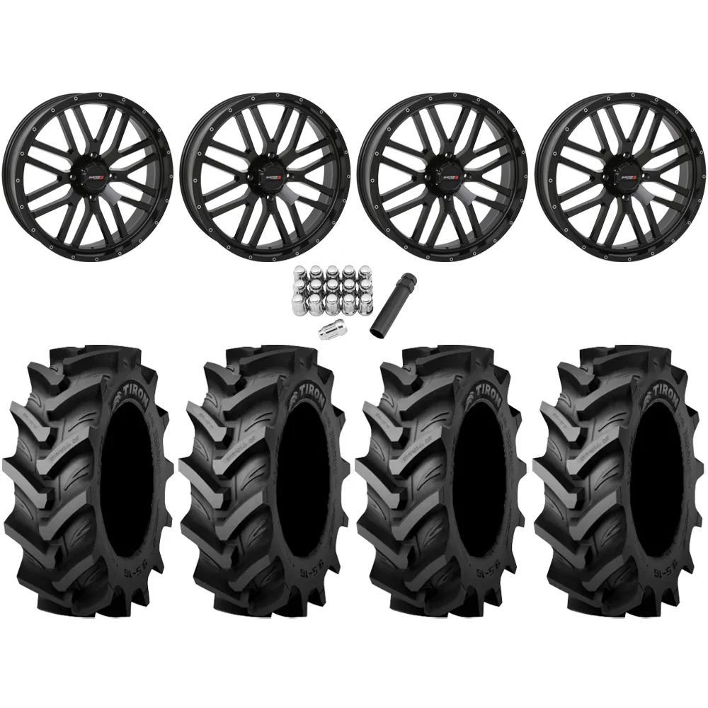 Tiron HS617 TT 46x12.4-24 Tires on ST-3 Matte Black Wheels, complete kit