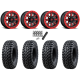 Tusk Terrabite 30x10-15 Radial Tires on Fuel Hardline Gloss Black with Candy Red Beadlock Wheels