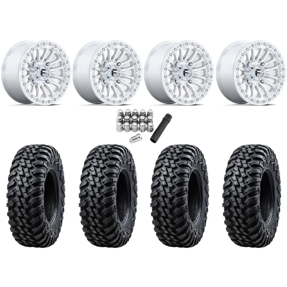 Tusk Terrabite 33x10-15 Radial Tires on Fuel Rincon Machined Beadlock Wheels, complete kit