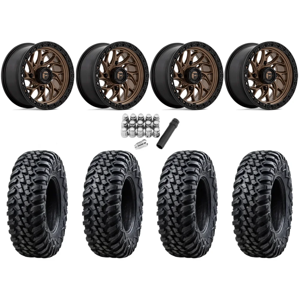 Tusk Terrabite 32x10-15 Radial Tires on Fuel Runner Matte Bronze Wheels, complete kit