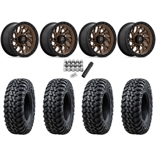 Tusk Terrabite 28x10-15 Radial Tires on Fuel Runner Matte Bronze Wheels Tusk Terrabite 28x10-15 Radial Tires on Fuel Runner Matte Bronze Wheels