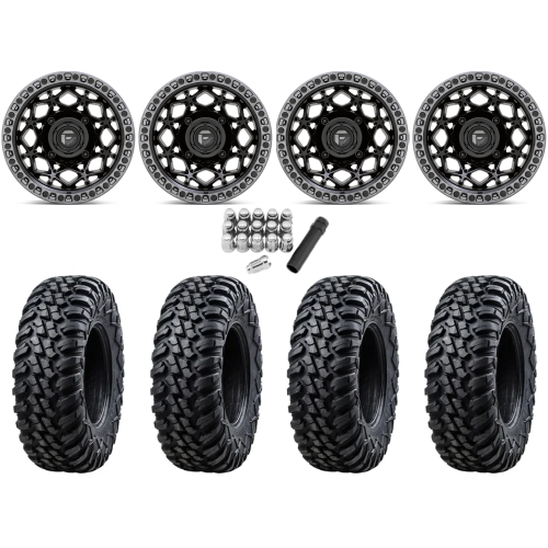 Tusk Terrabite 30x10-15 Radial Tires on Fuel Unit Matte Black Wheels