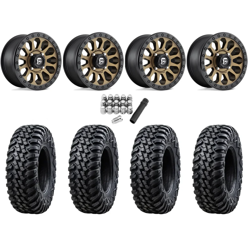 Tusk Aramid Terrabite 30x10-15 (10Ply) Radial Tires on Fuel Vector Matte Bronze Wheels, complete kit