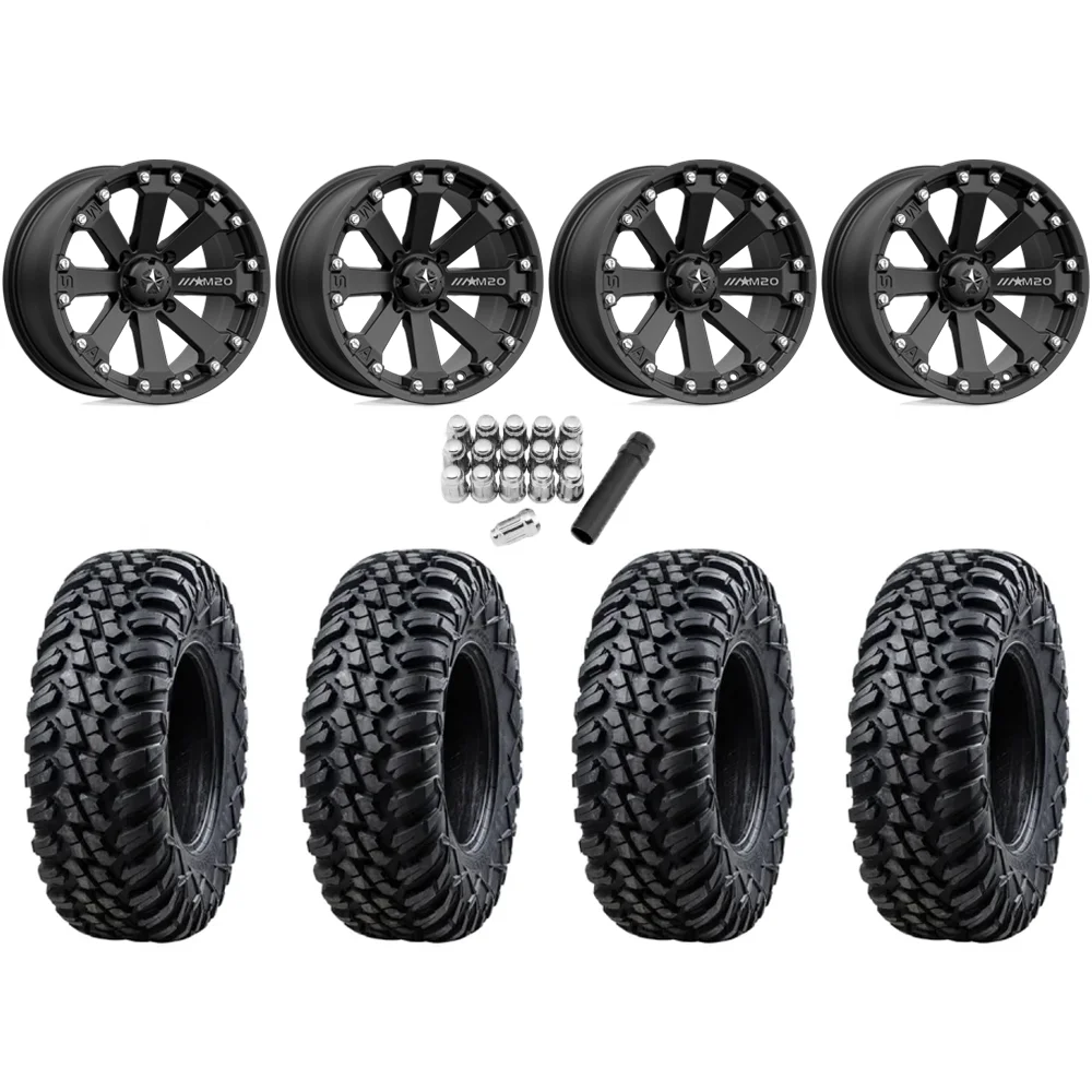 Tusk Aramid Terrabite 28x10-14 (10Ply) Radial Tires on MSA M20 Kore Wheels, complete kit