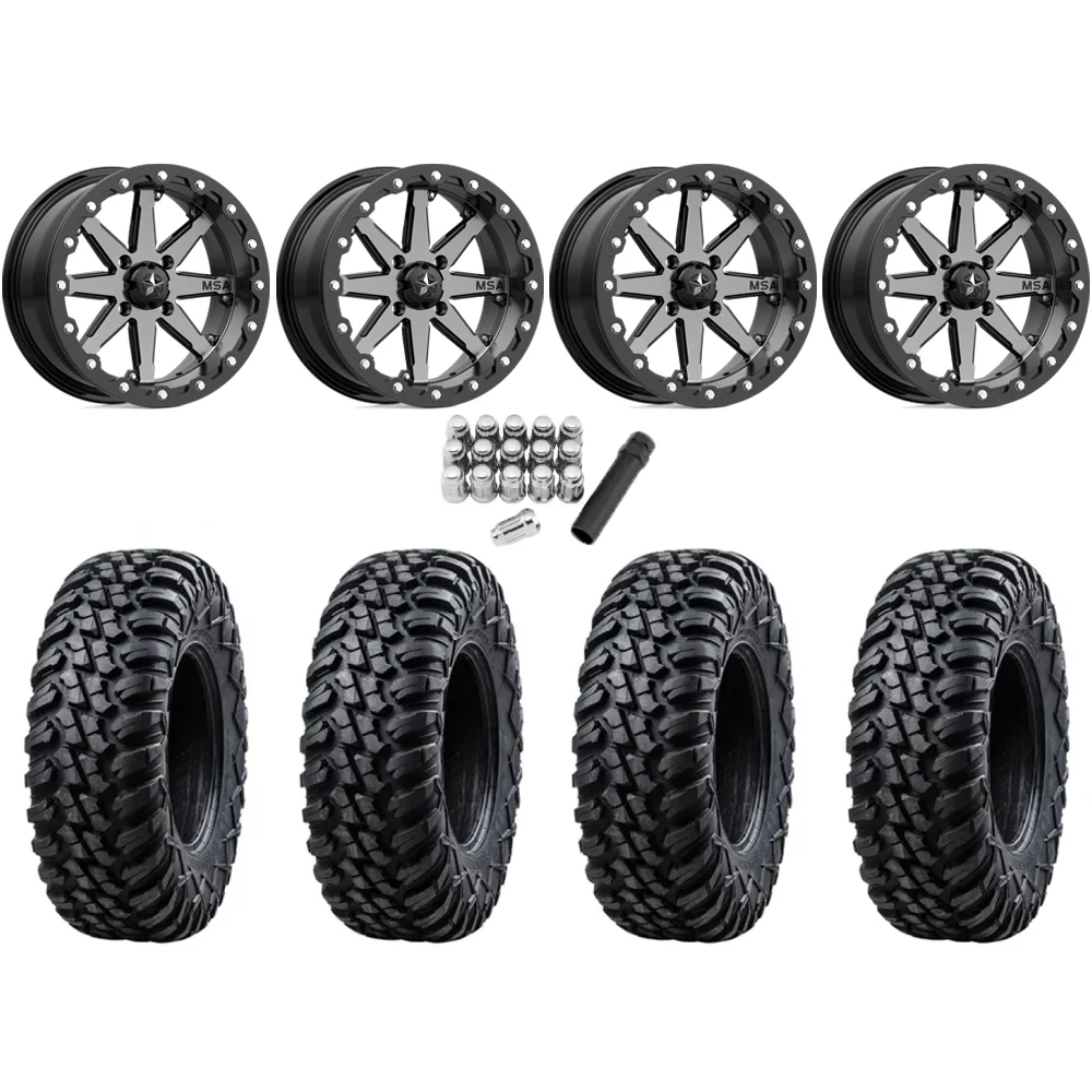 Tusk Terrabite 28x10-14 Radial Tires on MSA M21 Lok Beadlock Wheels, complete kit