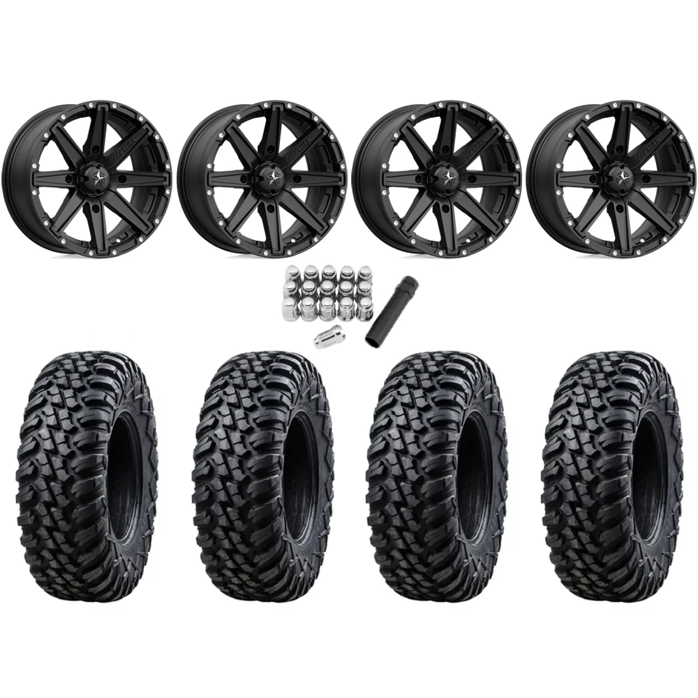 Tusk Terrabite 28x10-14 Radial Tires on MSA M33 Clutch Wheels, complete kit