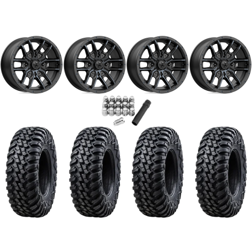 Tusk Terrabite 28x10-15 Radial Tires on MSA M43 Fang Titanium Tint Wheels