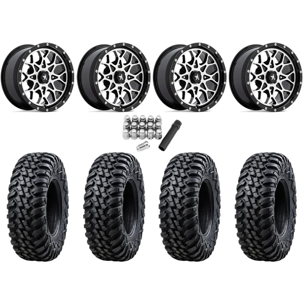 Tusk Terrabite 33x10-15 Radial Tires on MSA M45 Portal Machined Wheels, complete kit