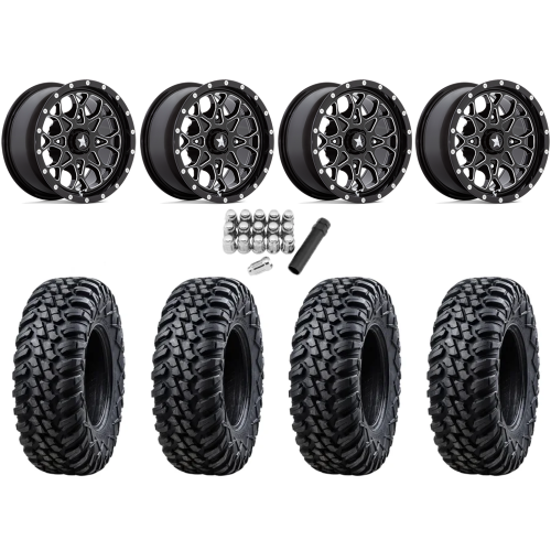 Tusk Terrabite 28x10-14 Radial Tires on MSA M45 Portal Gloss Black Milled Wheels