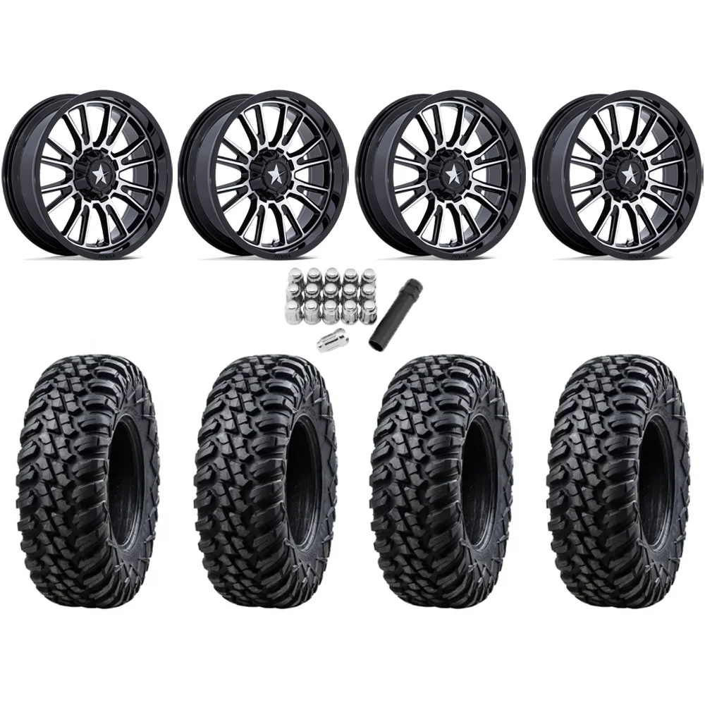 Tusk Terrabite 33x10-15 Radial Tires on MSA M51 Thunderlips Machined Wheels, complete kit