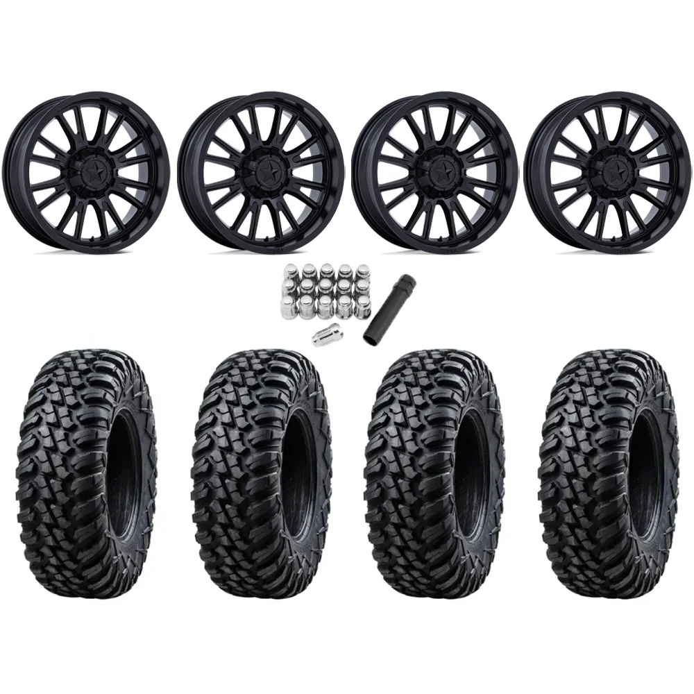Tusk Aramid Terrabite 30x10-15 (10Ply) Radial Tires on MSA M51 Thunderlips Matte Black Wheels, complete kit