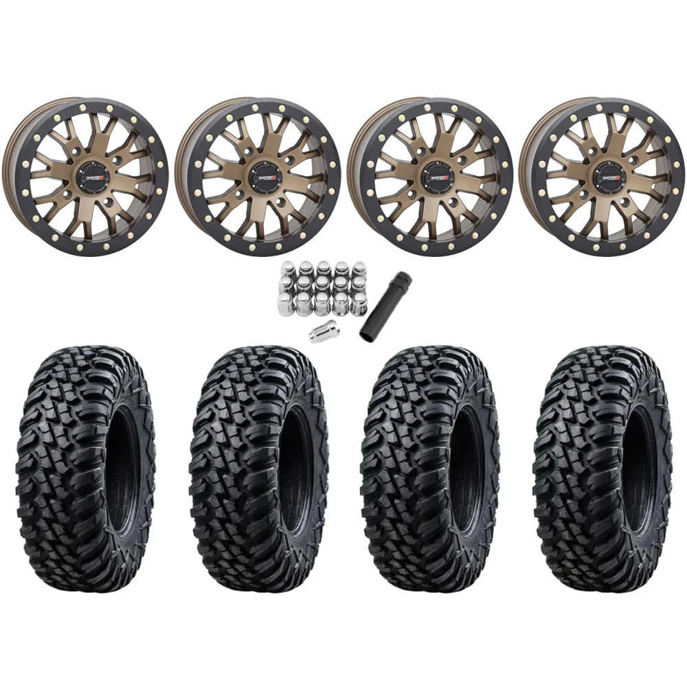 Tusk Aramid Terrabite 28x10-14 (10Ply) Radial Tires on ST-3 Bronze Wheels, complete kit