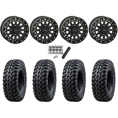 Tusk Terrabite 34x10-15 Radial Tires on SB-6 Matte Black Beadlock Wheels
