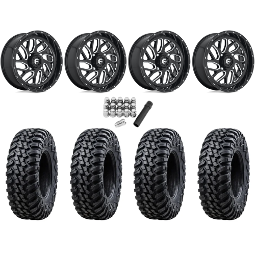 Tusk Terrabite 32x10-16 Radial Tires on Fuel Triton Gloss Black Milled Wheels