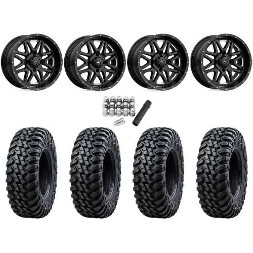 Tusk Terrabite 32x10-16 Radial Tires on MSA M26 Vibe Gloss Black Milled Wheels