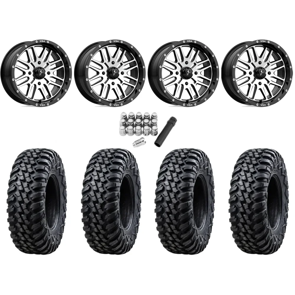 Tusk Terrabite 32x10-16 Radial Tires on MSA M38 Brute Machined Wheels, complete kit