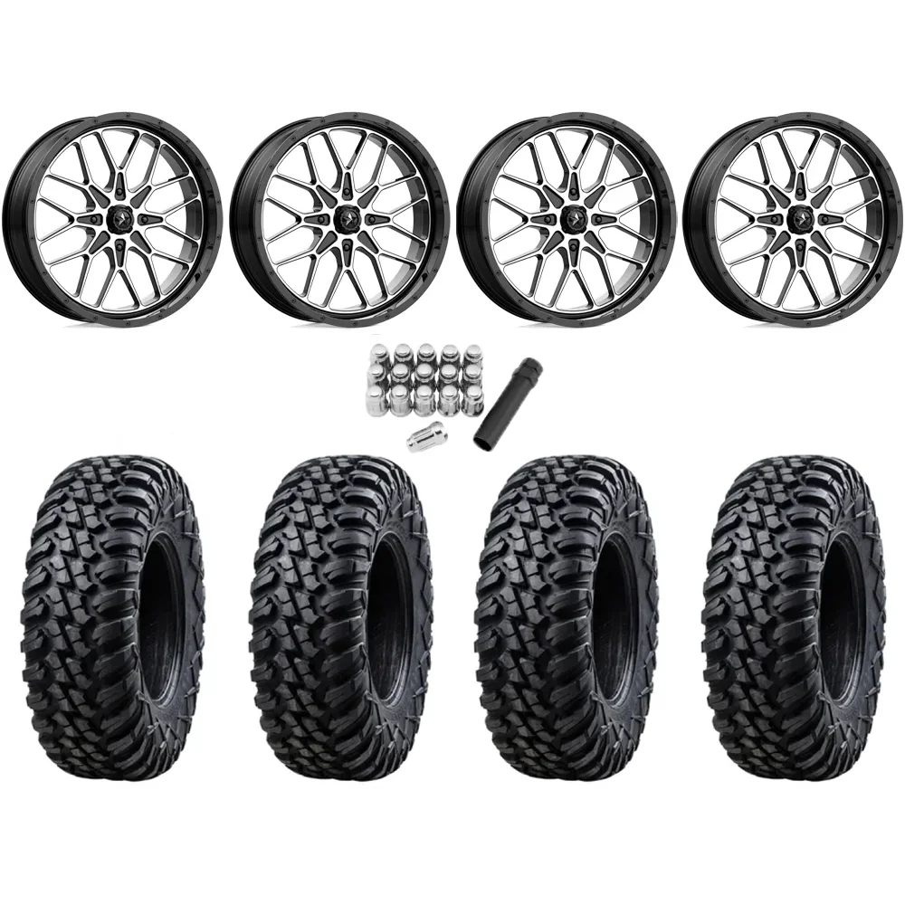 Tusk Terrabite 35x10-16 Radial Tires on MSA M45 Portal Machined Wheels, complete kit