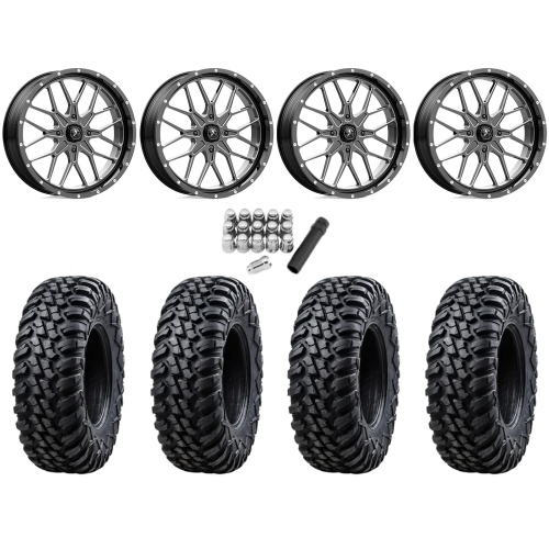 Tusk Terrabite 32x10-16 Radial Tires on MSA M45 Portal Gloss Black Milled Wheels