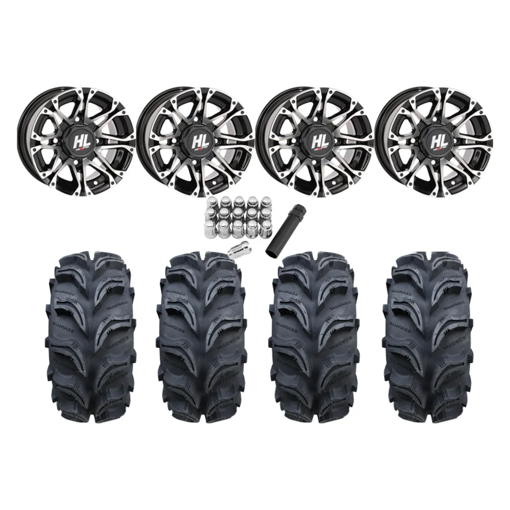 Interco Vampire 2 25x8-12 & 25x10-12 Tires on HL3 Machined Wheels, complete kit