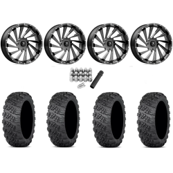 ITP Versa Cross V3 Tires 28x10-18 on MSA M46 Blade Gloss Black Milled Wheels