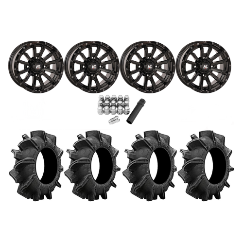 Assassinator Mud Tires 29.5x8-14 on HL21 Gloss Black Wheels