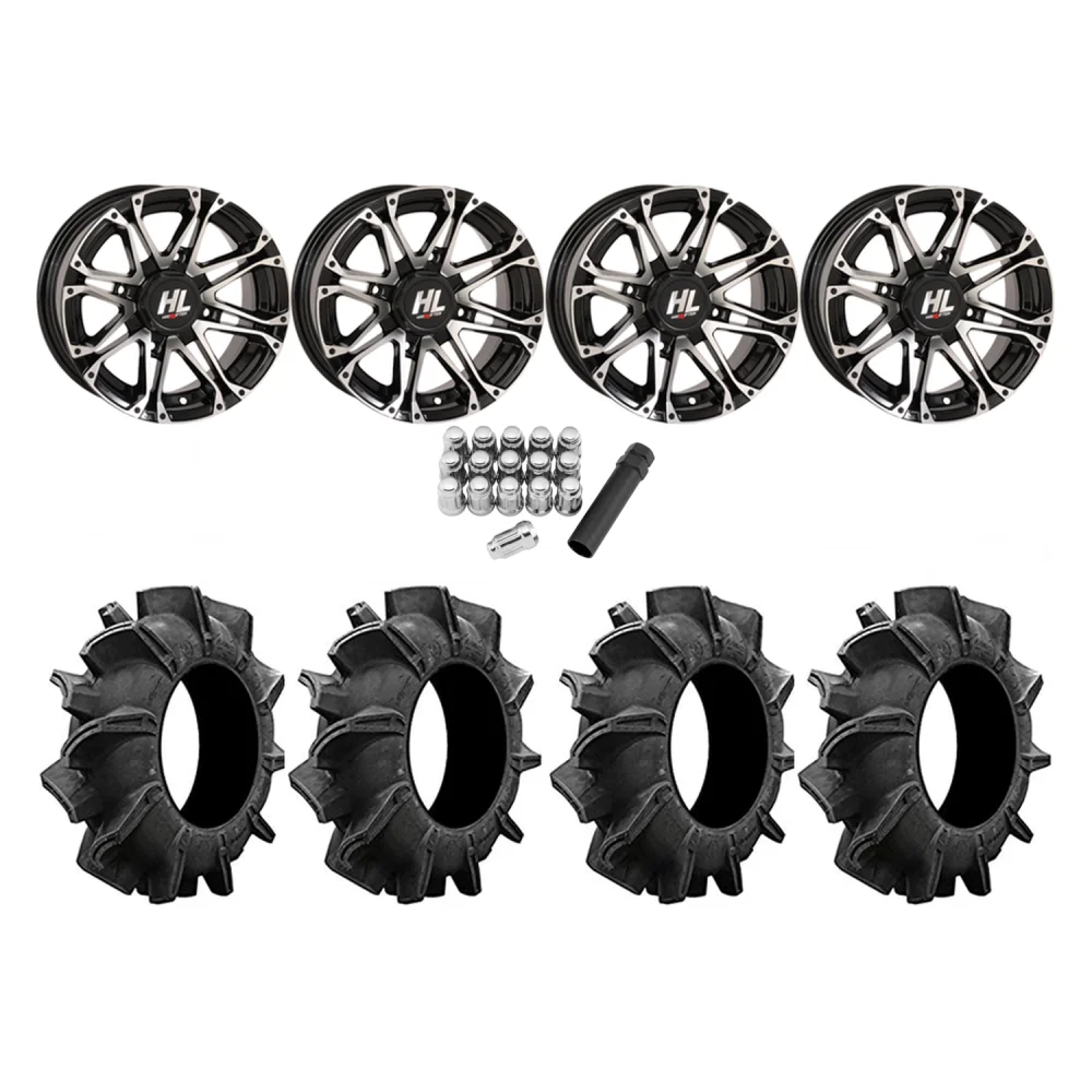 Assassinator Mud Tires 34x8-14 on HL3 Machined Wheels, complete kit