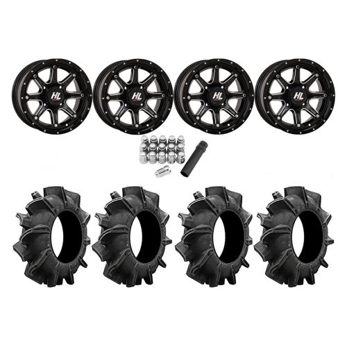 Assassinator Mud Tires 28x10-14 on HL4 Gloss Black Wheels