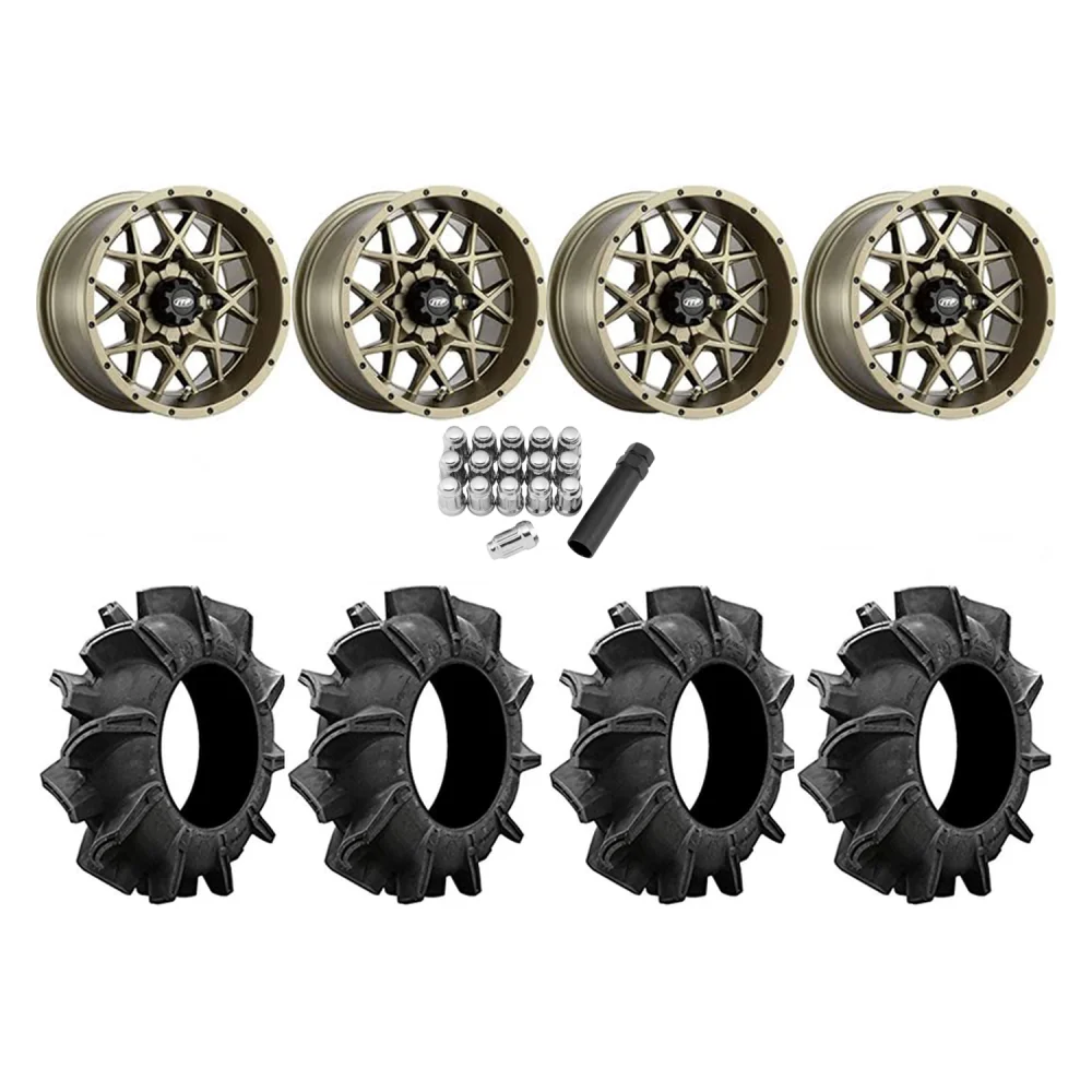 Assassinator Mud Tires 28x8-14 on ITP Hurricane Bronze Wheels, complete kit