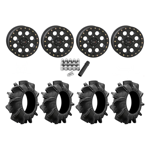 Assassinator Mud Tires 29.5x8-14 on SB-7 Matte Black Beadlock Wheels