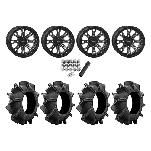 Assassinator Mud Tires 29.5x8-14 on ST-6 Dark Tint Wheels