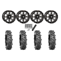 BKT AT 171 28x9-14 Tires on HL22 Gloss Black and Machined Wheels