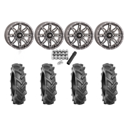 BKT AT 171 28x9-14 Tires on HL22 Gunmetal Grey Wheels