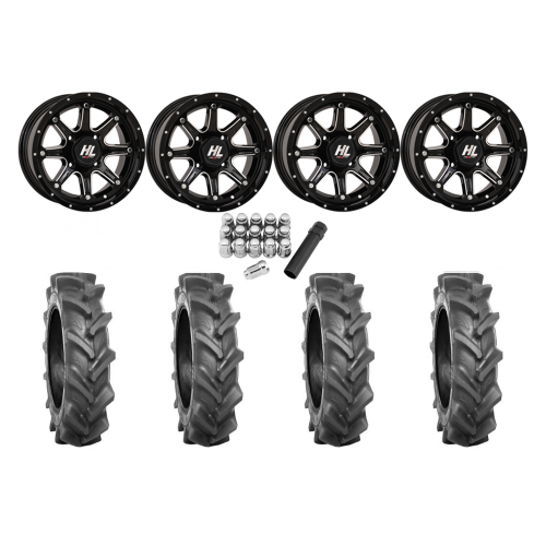 BKT AT 171 28x9-14 Tires on HL4 Gloss Black Wheels